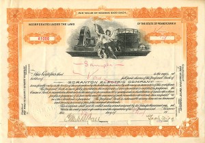 Scranton Electric Co. - Sample Stock Certificate